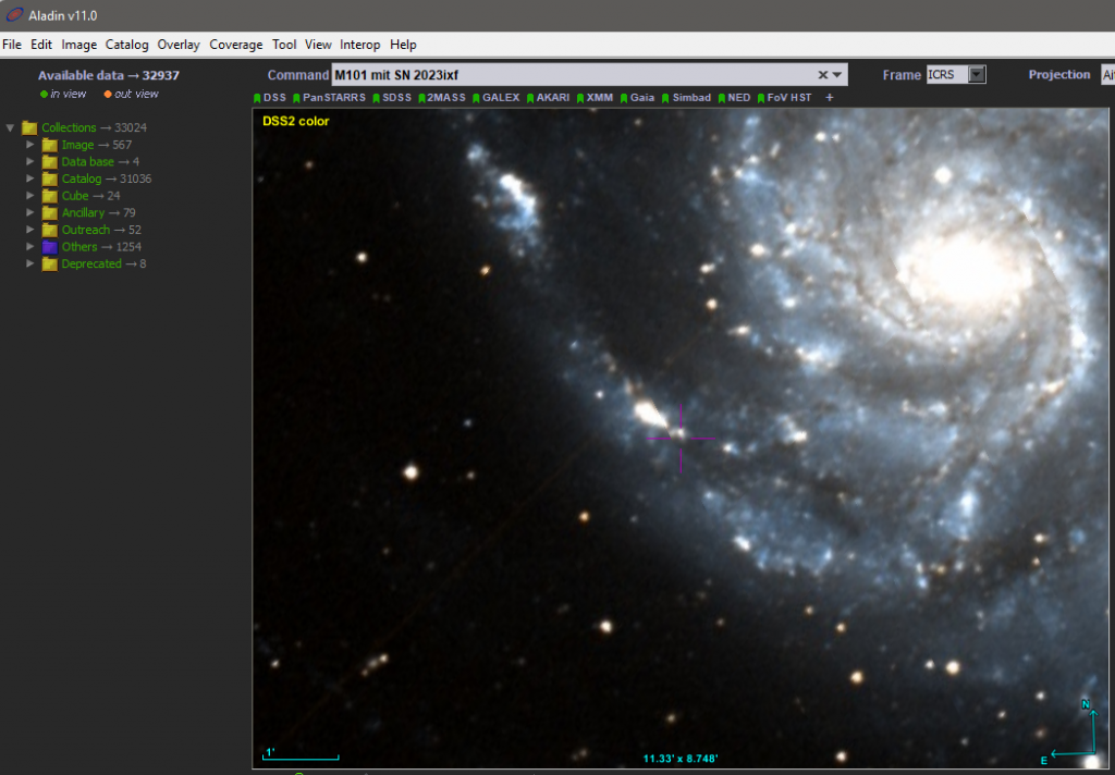 Aladin -Viewer Screenshot mit M101